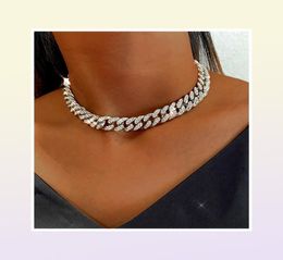 BYNOUCK Miami Cuban Link Chain Gold Silver Colour Choker Female Iced Out Bling Rhinestone Necklace HipHop Jewelry221z5515627