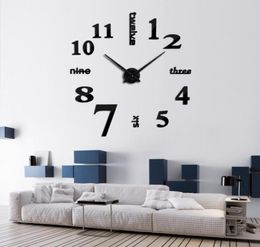 3d big acrylic mirror wall clock brief diy quartz watch still life clocks living room home decor mirror stickers wall decor255R4507679