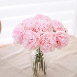 Decorative Flowers Silk Artificial Wedding For Pink Home Bride Bouquet Blooming Peony Fake Garden Party Living Room DIY Decor