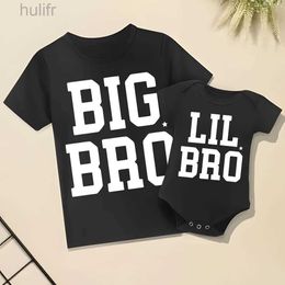 Family Matching Outfits Big Brother Little Brother Siblings Matching Kids T-Shirts+Baby Romper Boys Girls Summer Top Newborn Bodysuit Party Gift Outfits d240507