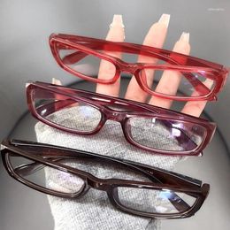 Sunglasses Y2K Plastic Narrow Small Square Frame Glasses Blue Light Blocking Eye Glass Tea Red Girl Eyeglasses Cosplay Decorative Eyewear