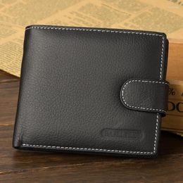 Wallets Men Genuine Leather Short Vintage Purse Real Cow Multi-functional Clutch Card Coin Holder Small 5-1