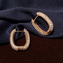 Diamond zirconia circular small hoop earrings fashion luxury designer clip on earrings Jewellery for girls women gift box silver pos8635509