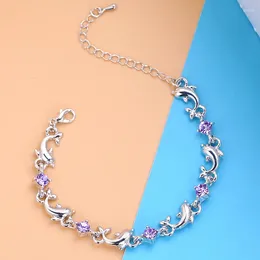 Charm Bracelets AIYANISHI Delicate 925 Sterling Silver Crystal Dolphine Chain Women Girls Bracelet Female Wedding Valentines Jewelry