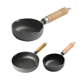 Pans Cookie Skillet Cast Iron Black Mini Cooking Omelets Non Stick Hangable Deepened Egg Kitchen With Wood Handle