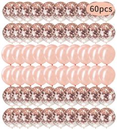 Party Decoration 60PCS Wedding Birthday 12 Inch Rose Gold Sequined Latex Balloon Set Factory Wholesale