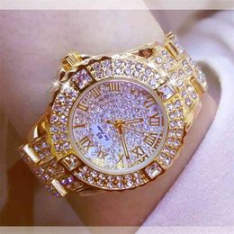 Reloj Mujer Diamond Watches Woman Famous Brand Stainless Steel Dress Female Wristwatch Gold Watches Montre Femme 210527 313M