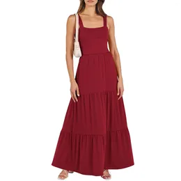 Casual Dresses Women'S Solid Color Daily Pocket Strap Sleeveless Dress Elegant For Women Summer Womens Dresse