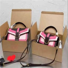 10A Fashion Bags Luxury Square Brand Handbag Tote Splicing Purses Colour Women Female Brown Leather Crossbody Shoulder Designer Kccei