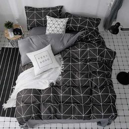 Bedding sets Black geometric plain weave girls and boys bed cover set down duvet cover adult and childrens bed cover J240507