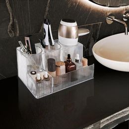 Storage Boxes Hair Tool Organiser Acrylic Vanity Countertop Stand Clear Blow Dryer Holder For Toiletries Makeup