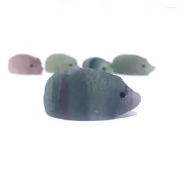 Decorative Figurines Wholesale Price Natural Stone Carved Hedgehog High Quality Fluorite Crystal Carving JYX