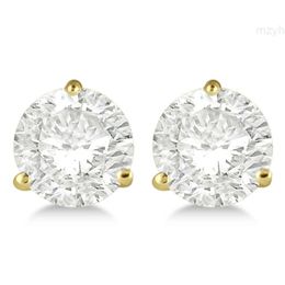 1ct Lab Diamond Earrings 3 Prongs Grown Stud 14k Gold Jewelry