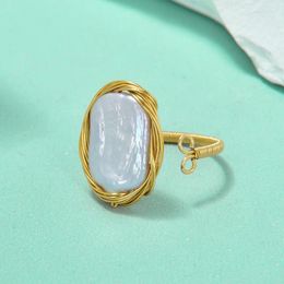 Cluster Rings Natural Pearl Wrap Baroque Ring Designer Inlaid Hand Light Luxury Exquisite Fashion Niche Personality