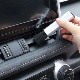 Upgrade New Car Conditioning Air Outlet Dust Removal Cleaning Brush Instrument Panel Seam Soft Bristles Retractable Tesle
