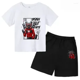 Clothing Sets Summer Children Clothes Skibidi Toilet Kids Round Neck T-shirt Boys Girls Short Sleeve Shorts Toddler 2-12 Years Casual