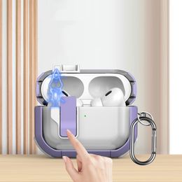 Shockproof Clear Case with Magnetic Snap Switch, Secure Lock Clip, for Airpods Pro 2, for AirPods 3 2 1, Transparent Hard Cover with Keychain