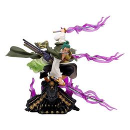 Action Toy Figures New One Piece Figure Anime Gk Roof Kimono Roronoa Zoro Three-knife Fighting Skill Action Model Decorations Pvc Toy Gift