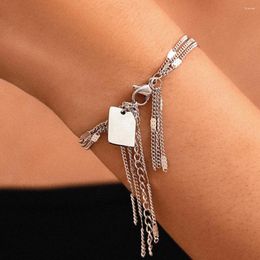 Link Bracelets Stainless Steel Vintage Multi-layer Tassel Chain Fashion Light Luxury Texture Bracelet For Women Jewelry Wedding Gifts
