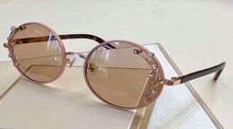 Gema Nude Metal Round Sunglasses Pink Mirror Lens Sun Glasses Women Designer Sunglasses Brand New with box2906632