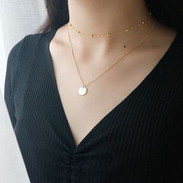 Korean Fashion Designer Pendant Necklaces for Women 100% Real 925 Sterling Silver Double Layers Collarbone Chain Necklace Drop Shipping YMN150