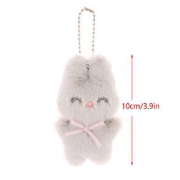 Keychains Lanyards Cute Squinting Rabbit Plush Toy Cartoon Bunny Pendant Soft Stuffed Doll Keychain Backpack Car Bag Key Ring Decor Kid Gift