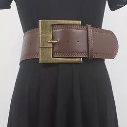 Belts Women's Runway Fashion Vintage PU Leather Cummerbunds Female Dress Corsets Waistband Decoration Wide Belt R187