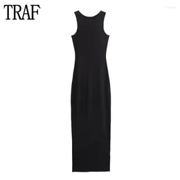 Casual Dresses Black Bodycon Long Dress Woman Semi Sheer Maxi For Women Sleeveless Night Female Summer Beach