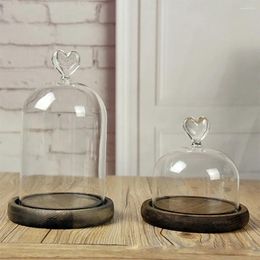 Bottles Home Bedroom Decor Wooden Cloche Dome With Party Christmas For Glass Cover Bell Base Ornaments Dust Display Jar