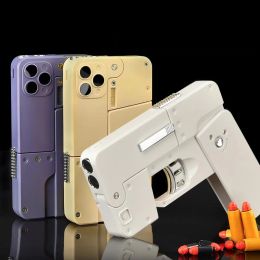 Miniatures IC380 Folding Gun Shell Ejecting Toy Mobile Phone Shape Soft Bullet Pistol Shooting Game Plastic Weapon Model Gift For Kid Adult