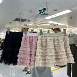 Skirts Women 's Shirt High Waist For Ladies Mesh Cake Skirt 2024 Clothing A-line Summer Sweet Short Dress Korean Femme LM