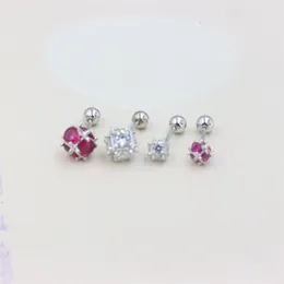 Stud Earrings ZFSILVER Sterling 925 Silver Fashion Zircon White Red Flash Screw Ball Earring For Women Charm Jewelry Accessories Gift