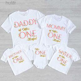 Family Matching Outfits Miss ONE-derful Birthday Family Shirts Floral 1st Birthday Girl Mom Dad Brother Sister Matching Tops Tee Birthday Party Outfits d240507