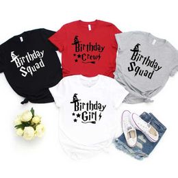 Men's T-Shirts Wizard Graphic Girl Birthday Squad Crew T-shirt Family Potterhead Birthday Party Tshirt Maching Tops Fashion Women Clothing T240506