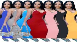 XS5XL Women Plus Size Dresses Summer Halter Dress Solid color skirts Bodycon skirt High strech backless dress Loungewear 9449002249