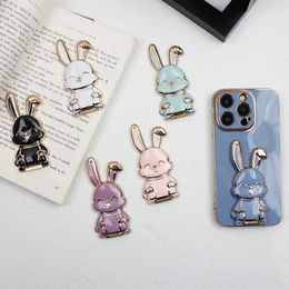 Cell Phone Mounts Holders Universal Finger Ring Phone Holder Desktop Ultra-thin Cartoon Rabbit Mobile Phone Stand Foldable Buckle Adhesive Support Holder