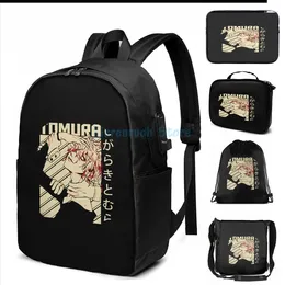 Backpack Funny Graphic Print Tomura Shiragaki(2) USB Charge Men School Bags Women Bag Travel Laptop