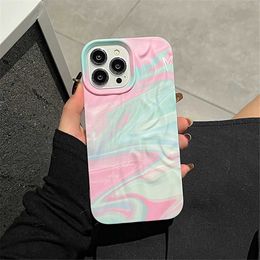 Cell Phone Cases Watercolour Gradient 3D Wrinkle Pattern Phone Case For phone 15 11 12 13 14 Pro Max Fashion Candy Silicone Soft Shockproof Cover