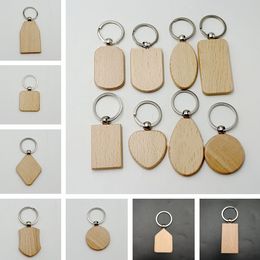 Festive Party Favour Beech wood keychain blank Wooden keychain Diy Wood Tags creative small gift LT955