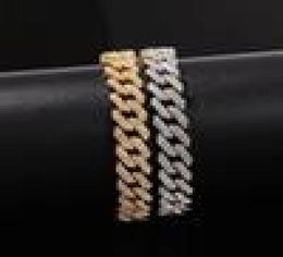 Mens Hip Hop Gold Bracelets Jewellery Iced Out Chain Bracelets Rose Gold Silver Miami Cuban Link Chain Bracelet4133131