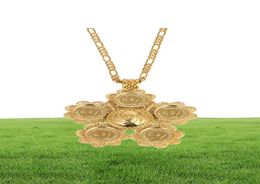 Ethiopian Coins Pendant Necklace Women Men Jewelry Africa Vintage Coin Eritrea Habesha Necklaces3746896