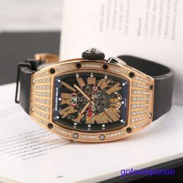 Swiss Made RM Wrist Watch Rm037 Ladies Series Rm037 Original Diamondencrusted Womens 18k Rose Gold Chronograph Timepiece