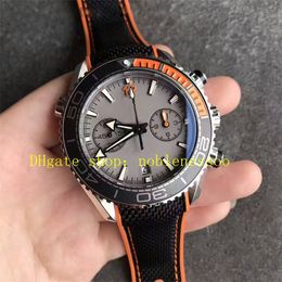 6 Style Men Chronograph Watch Super Mens 45.5MM Black Dial Automatic Chrono Orange Ceramic Bezel Rubber Bracelet OM Factory 9900 Movement OMF Men's Sport Watches