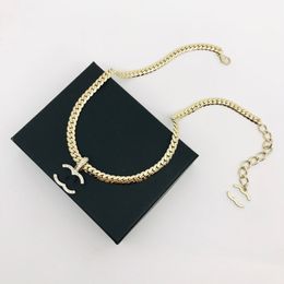 Classic Designer Brand Necklace Double Letter Pendant Snake Bone Chain Choker Luxury Women's Engagement Necklace Brass Jewellery