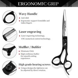 6.0 "black handle barber scissors Thinning scissors Teeth scissors Cutting scissors