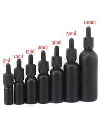 whole 20pcs 10ml 30ml black frosted glass dropper bottles essential oil container e liquid empty bottle2325011