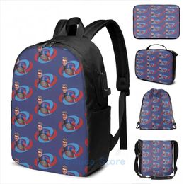 Backpack Funny Graphic Print Kid Danger 2 0 USB Charge Men School Bags Women Bag Travel Laptop