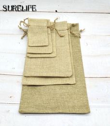 50pcs Christmas Small Burlap Linen Jute Drawstring Gift Bags Sack Wedding Birthday Party Rustic Pouch Baby Shower Supplies6532384