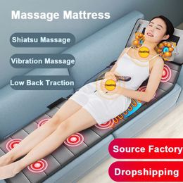 Full Body Electric Massage Mattress Multifunction Home Sofa Use Shiatsu Heating Kneading Vibration Pad for Bed 240426