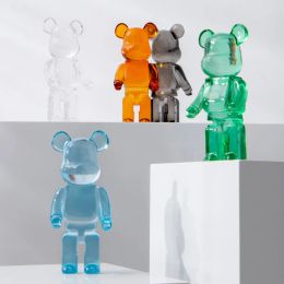 Miniatures Creative Multicolor Transparent Violent Bear Sculpture Doll Handmade Jewellery Home Living Room Decoration Craft Statue Sculpture